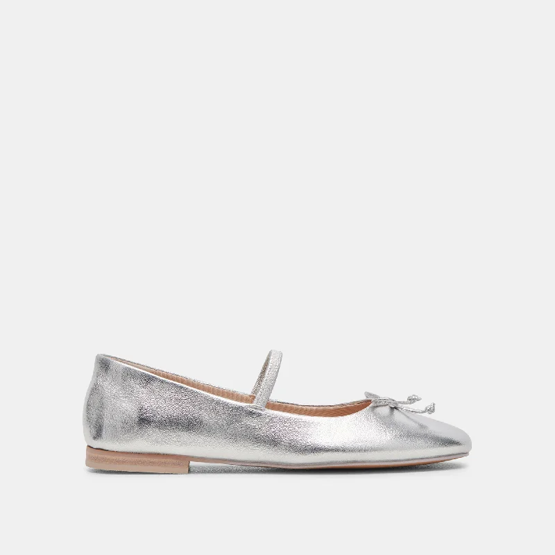 CARIN BALLET FLATS SILVER METALLIC LEATHER