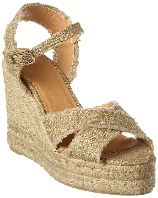 Castañer Bromelia 100 Metallic Canvas Wedge Espadrille