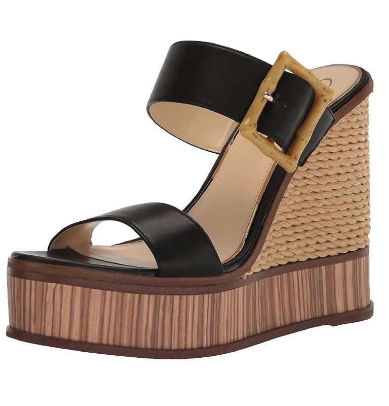 Hendrya Wedge Sandal In Black