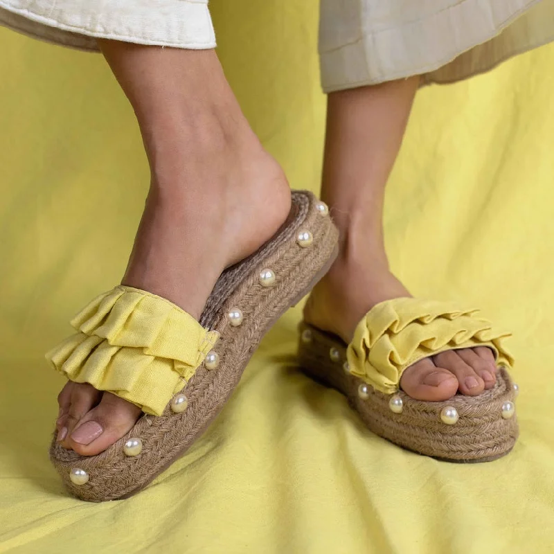 Majorica Sandals Yellow- Office Wear Ladies Footwear