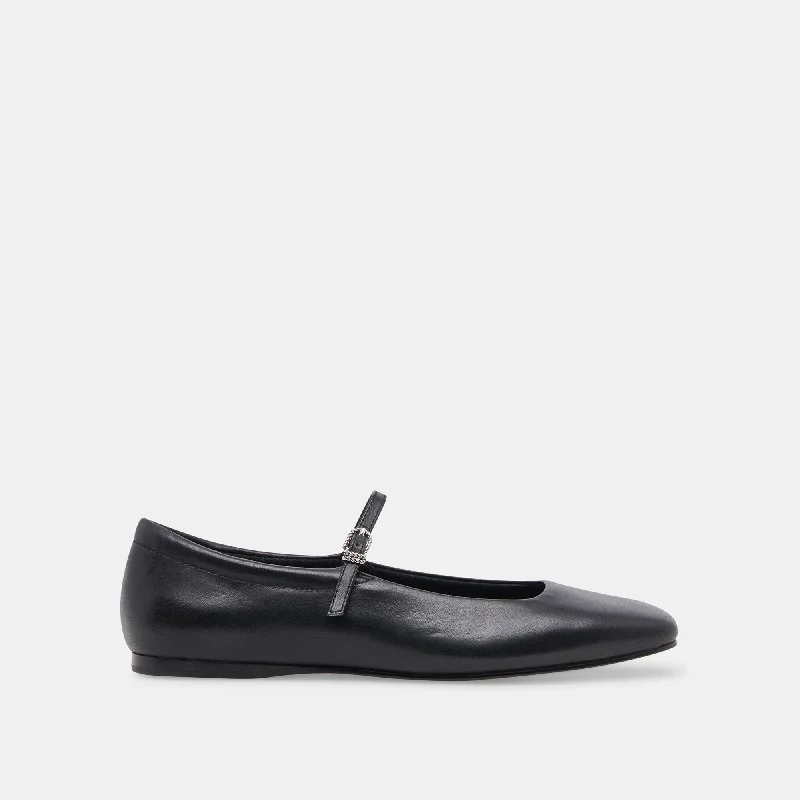 REYES BALLET FLATS BLACK LEATHER - re:vita