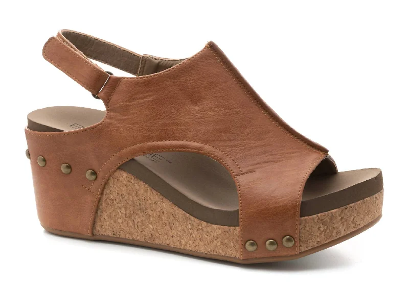 Women's Carley Wedge Sandal In Cognac Smooth