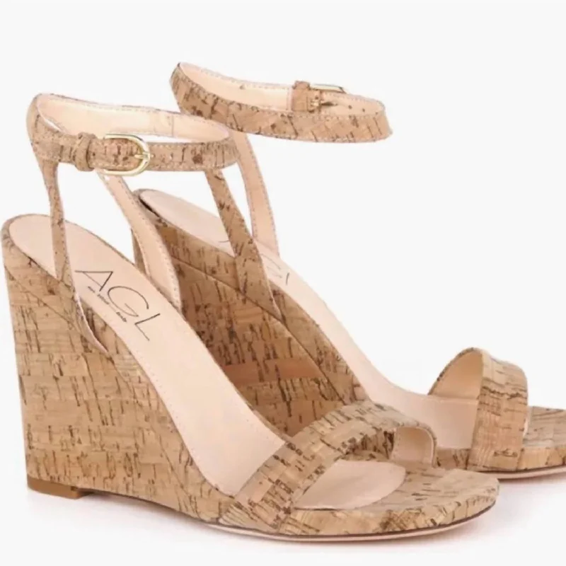 Women's Cork Wedge Sandal In Natural