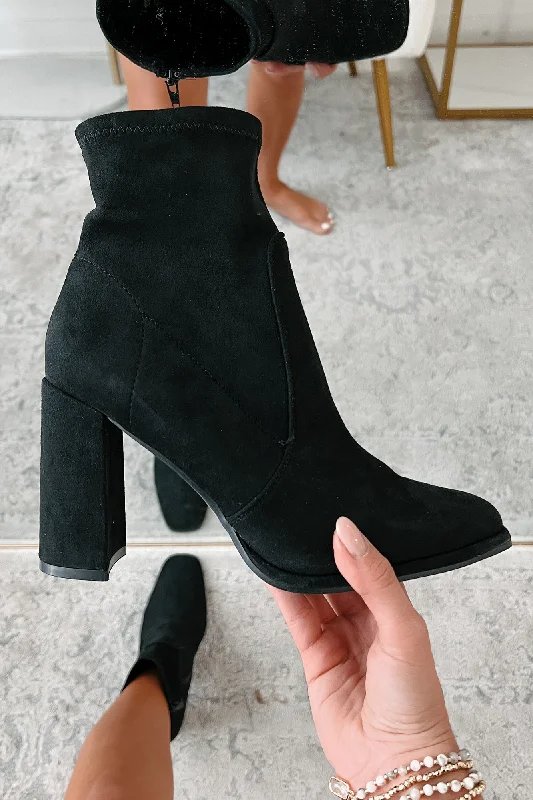 Move Along Faux Suede Booties (Black)