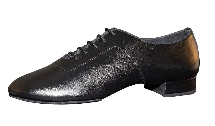 Aida Men's Standard or Smooth Black Leather Ballroom Shoe with Rounded Toe Box Fabio 118 in Stock