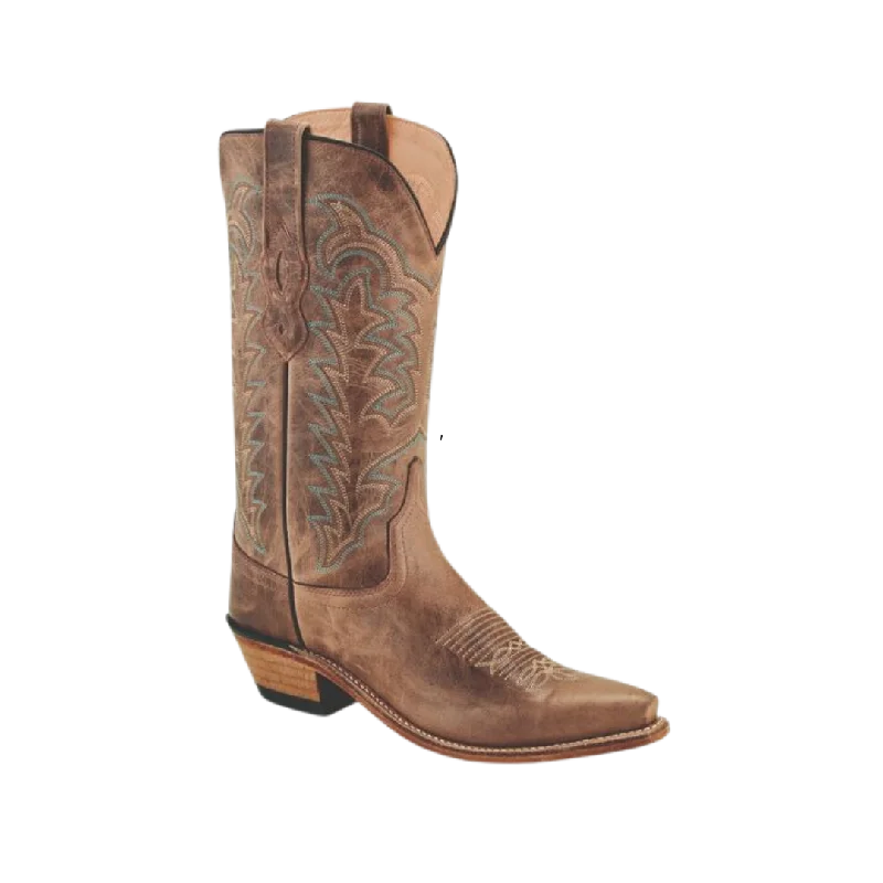 Old West Dark Tan Womens Leather Fashion Cowboy Boots