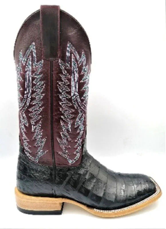 Miss Macie Bean Womens Black Top Hand Caiman Fashion Boots