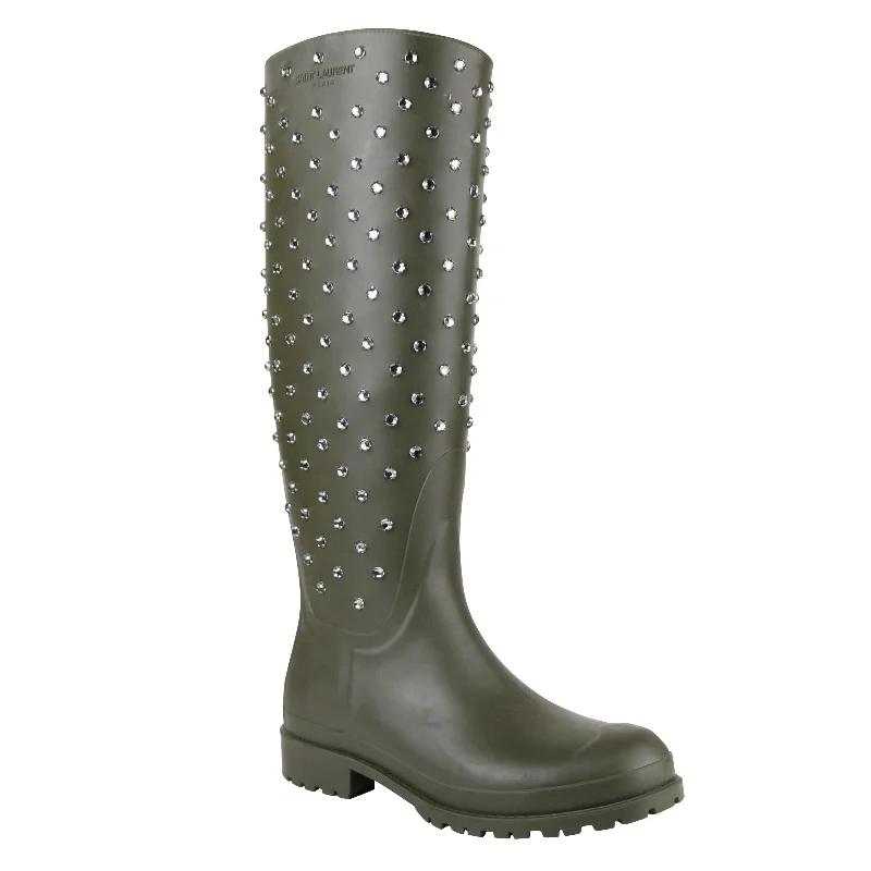 Saint Laurent Women's Diamond Studs   Rubber Rain Boots(36 EU / 6 US)