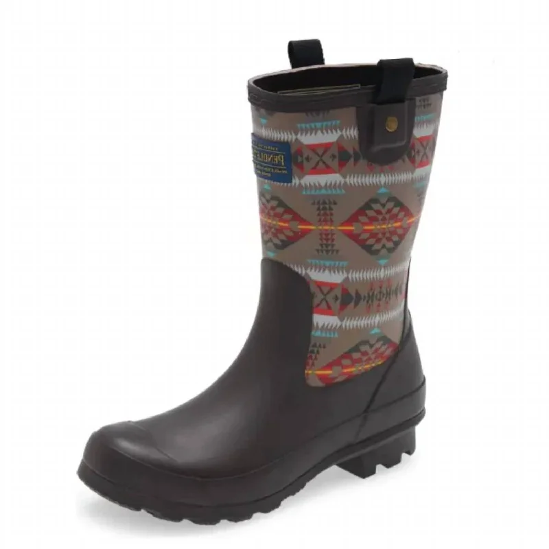 Women's Classic Basketmaker Mid Rain Boot In Brown