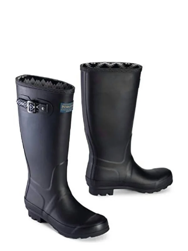 Women's Classic Rubber Rain Boot In Black