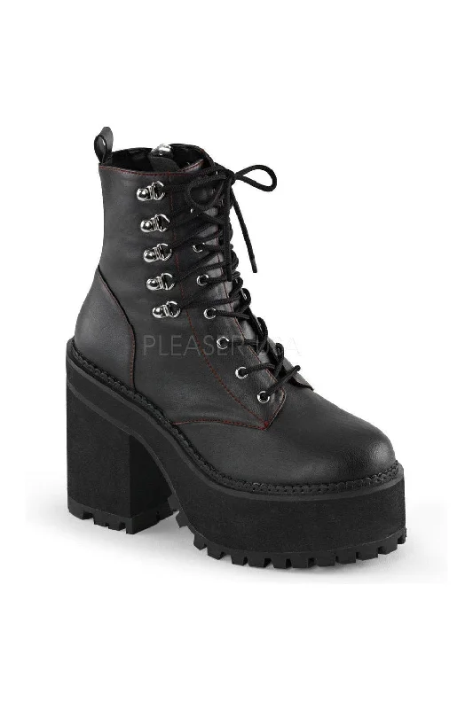 ASSAULT-100 Demonia Ankle Boot | Black Faux Leather