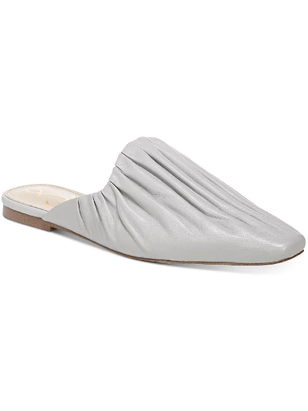 Cecilia Womens Leather Slip On Mules