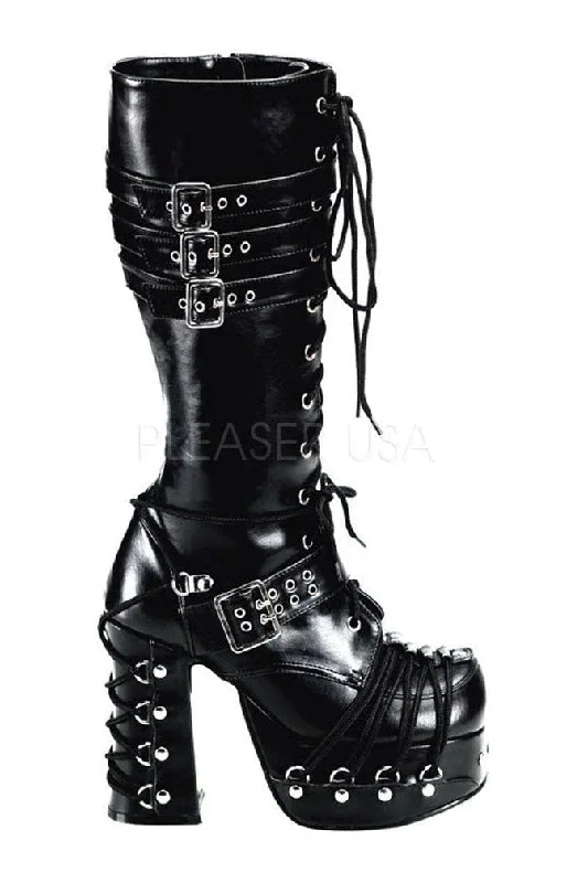 CHARADE-206 Knee Boot | Black Faux Leather