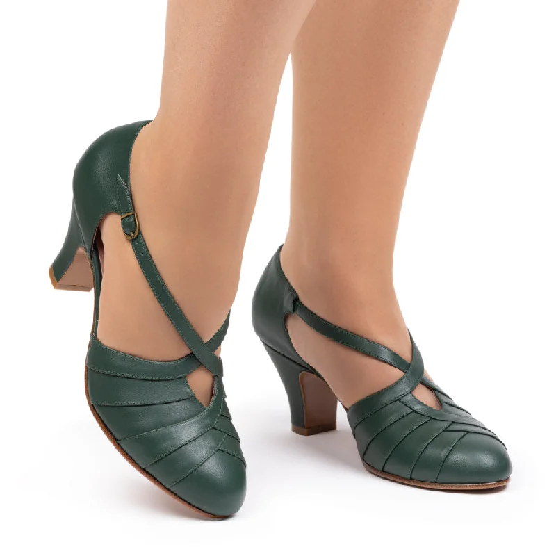 PRE-ORDER Melrose Vintage Pumps (Evergreen)