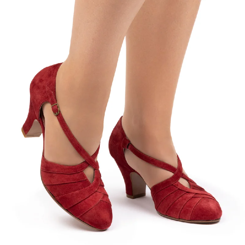 PRE-ORDER Melrose Vintage Pumps (Brick Red Suede)