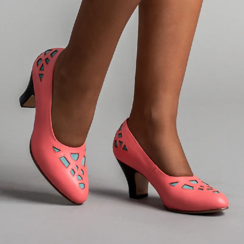 Meme Women's Vintage Pumps (Pink/Teal/Black)