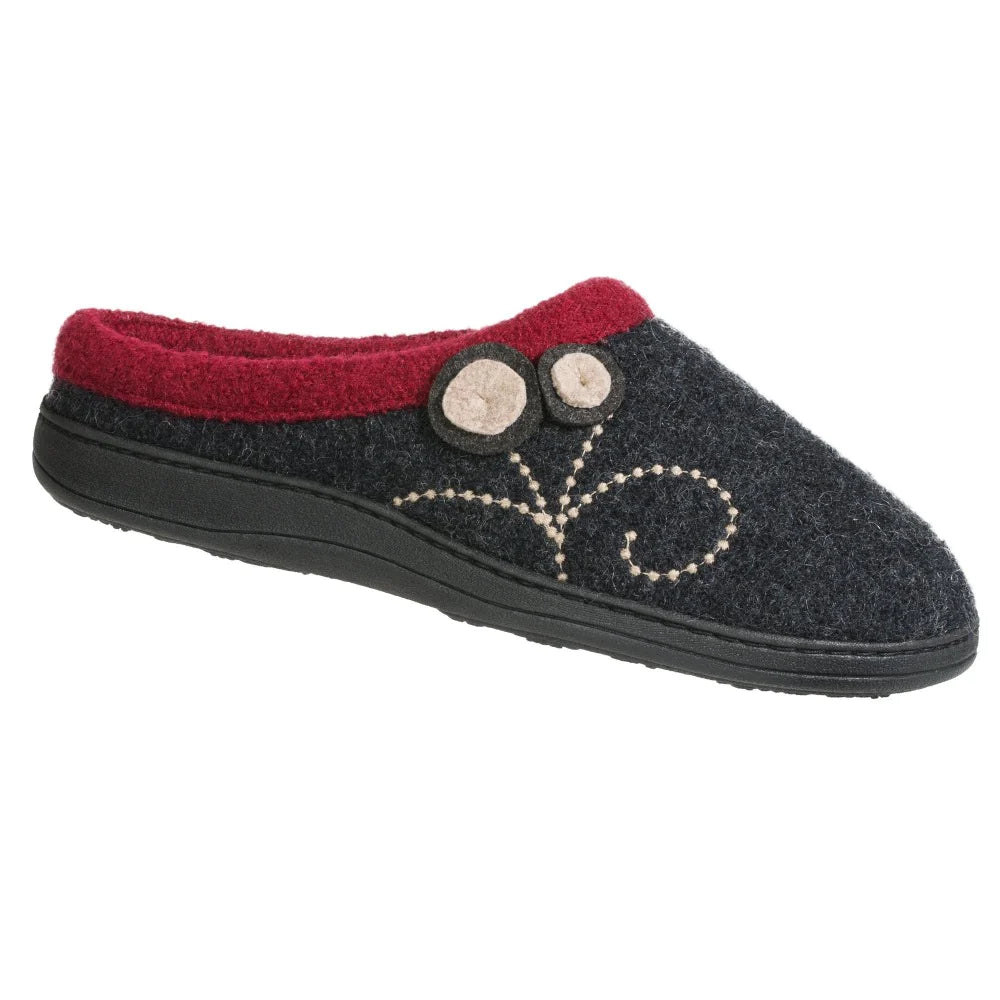 Women's Dara Clog Slipper with Cloud Contour® Cushion in Charcoal Button