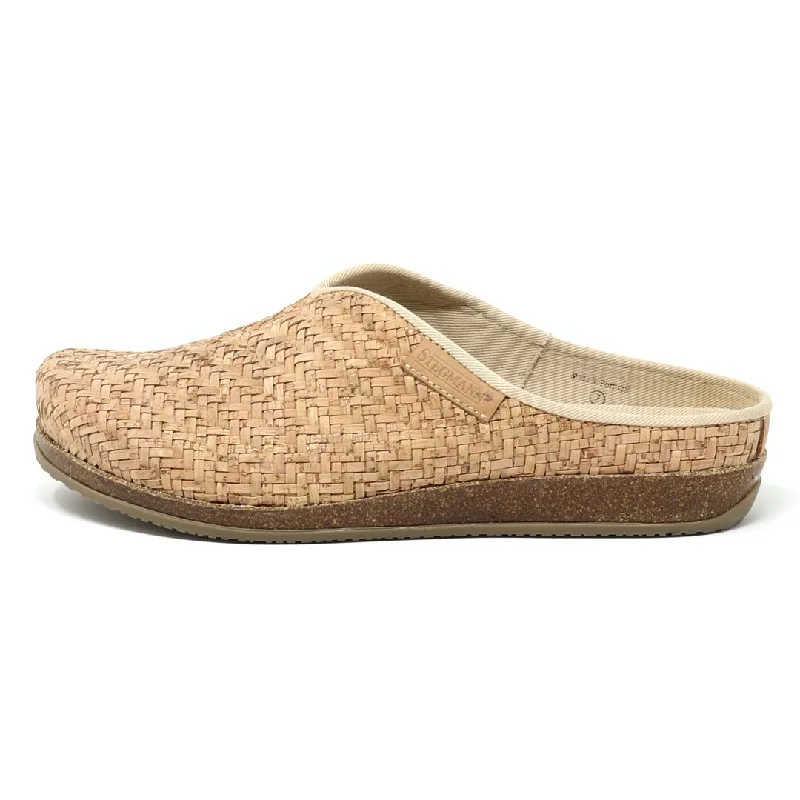 Women's 'Maria' Mule in Cork Basket Weave - Medium Plus